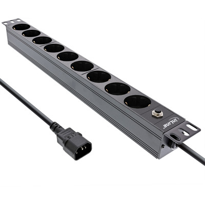InLine® 19 Steckdosenleiste, 9-fach Schutzkontakt, C14 Stecker, Überlastschutz von InLine®