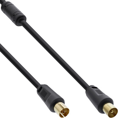 InLine® Antennenkabel Premium, 2x geschirmt, mit Filter, >85dB, schwarz, 3m von InLine®