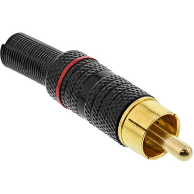 InLine® Cinchstecker Lötversion, Metall schwarz, Ring rot, für 6mm Kabel von InLine®