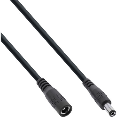 InLine® DC Verlängerungskabel, DC Stecker/Buchse 5,5x2,1mm, AWG 18, schwarz 0,5m von InLine®