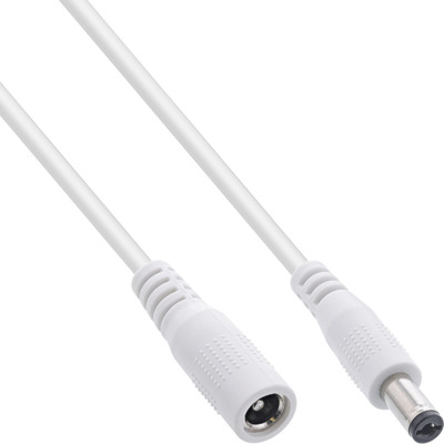 InLine® DC Verlängerungskabel, DC Stecker/Buchse 5,5x2,5mm, AWG 18, weiß, 2m von InLine®