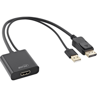 InLine® HDMI BU zu DisplayPort ST Konverter Kabel, 4K, schwarz/gold, 0,3m von InLine®