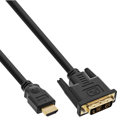 InLine® HDMI-DVI Kabel, vergoldete Kontakte, HDMI ST auf DVI 18+1 ST, 0,3m von InLine®