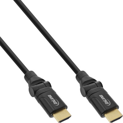 InLine® HDMI-HS Kabel m. Eth., ST/ST, verg. Kon., schwarz, flex. Winkelst., 2m von InLine®