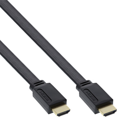 InLine® HDMI-High Speed Flachkabel mit Ethernet, verg. Kontakte, schwarz, 3m von InLine®