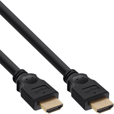 InLine® HDMI Kabel, HDMI-High Speed, ST / ST, verg. Kontakte, schwarz, 0,3m von InLine®