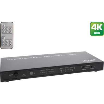 InLine® HDMI Matrix Switch / Umschalter, 4K2K, 4 Eingänge auf 2 Ausgänge von InLine®