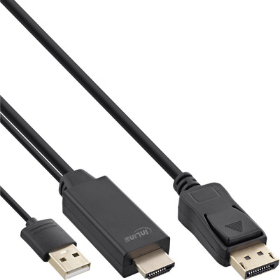 InLine® HDMI zu DisplayPort Konverter Kabel, 4K/30Hz, schwarz, 2m von InLine®