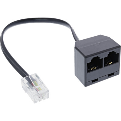 InLine® ISDN Verteiler 1x RJ45 ST / 2x RJ45 BU, (8P4C), o. Endwiderstände, 0,15m von InLine®