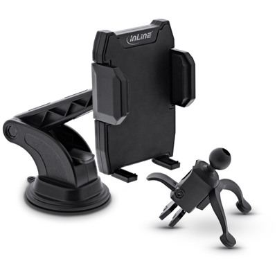 InLine® KFZ Smartphone Halterung mit Saugnapf oder für Lüftungsgitter, universal von InLine®