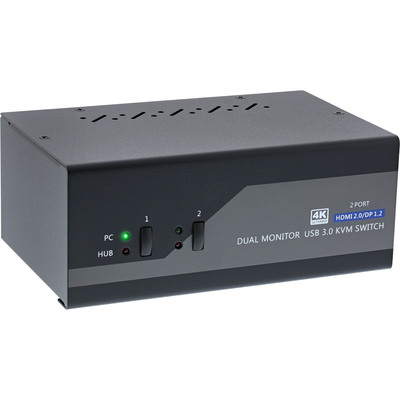 InLine® KVM Desktop Switch, 2-fach, Dual Monitor, DP+HDMI, 4K, USB 3.0, Audio von InLine®