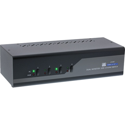 InLine® KVM Desktop Switch, 4-fach, Dual Monitor, DP + HDMI, 4K, USB 3.0, Audio von InLine®