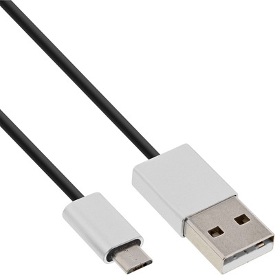 InLine® Micro-USB 2.0 Kabel, USB-A ST an Micro-B ST, schwarz/Alu, flexibel, 5m von InLine®