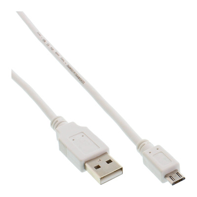 InLine® Micro-USB 2.0 Kabel, USB-A Stecker an Micro-B Stecker, weiß, 0,5m von InLine®