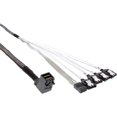 InLine® Mini SAS HD Kabel, SFF-8643 gewinkelt zu 4x SATA + Sideband, 0,5m von InLine®