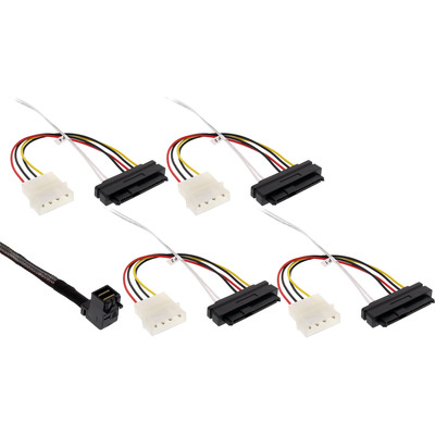 InLine® Mini SAS HD Kabel, SFF-8643 gewinkelt zu 4x SFF-8482 + Strom, 1m von InLine®