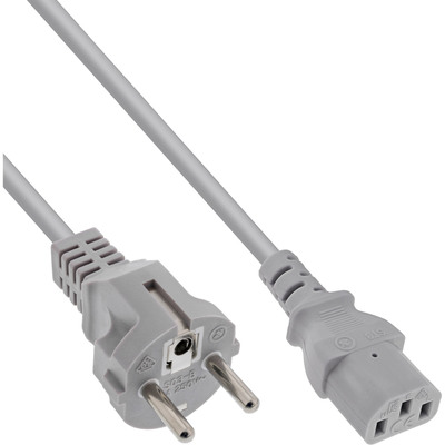 InLine® Netzkabel, Schutzkontakt gerade auf Kaltgerätestecker C13, 5,0m, grau von InLine®