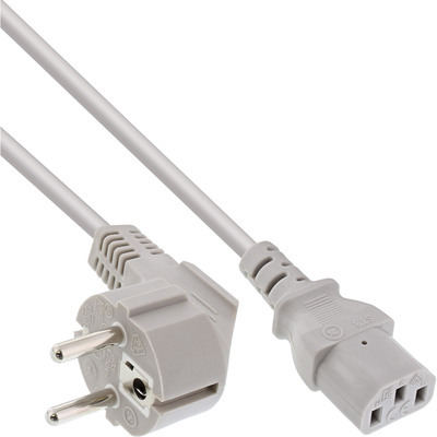 InLine® Netzkabel, Schutzkontakt gewinkelt auf Kaltgerätestecker C13, 3m, grau von InLine®