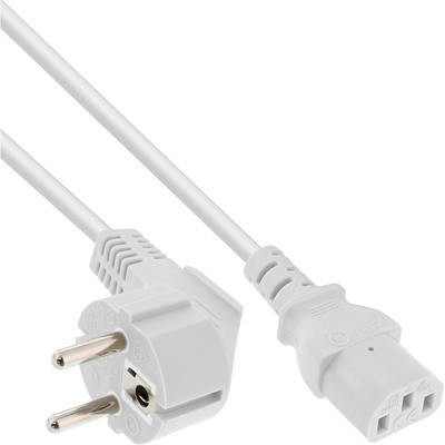 InLine® Netzkabel, Schutzkontakt gewinkelt auf Kaltgerätestecker C13, weiß, 5m von InLine®