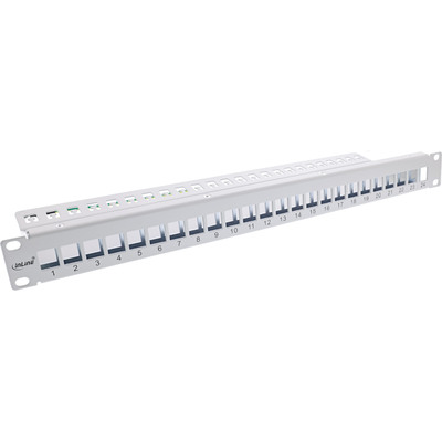 InLine® Patchfeld 24-fach, Keystone Leerblech Patchpanel, 19, 1HE, lichtgrau von InLine®