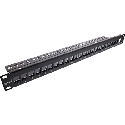 InLine® Patchfeld 24-fach, Keystone Leerblech Patchpanel, 19, 1HE, schwarz von InLine®