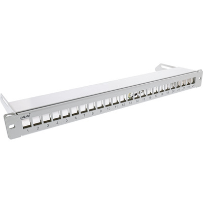 InLine® Patchfeld 24-fach, Keystone Leerblech Patchpanel mit Auszug, 19, 1HE von InLine®