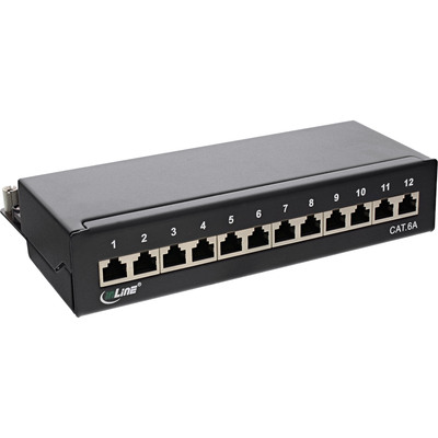 InLine® Patchfeld Cat.6A 12-fach, Montage auf Hutschiene (TS35), schwarz von InLine®