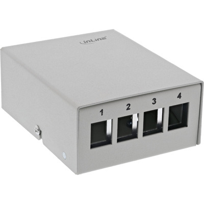 InLine® Patchfeld-Dose Aufputz für 4x Keystone RJ45, Metall, lichtgrau RAL7035 von InLine®