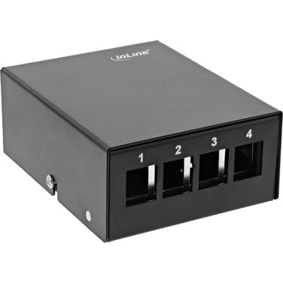 InLine® Patchfeld-Dose Aufputz für 4x Keystone RJ45, Metall, schwarz RAL9005 von InLine®