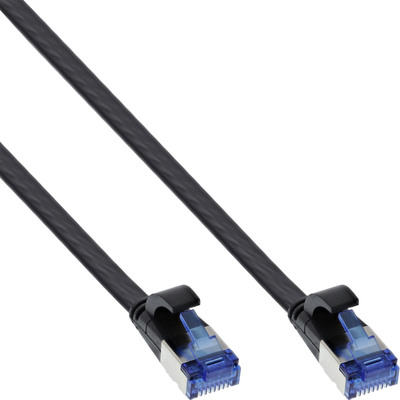 InLine® Patchkabel flach, U/FTP, Cat.6A, TPE halogenfrei, schwarz, 10m von InLine®