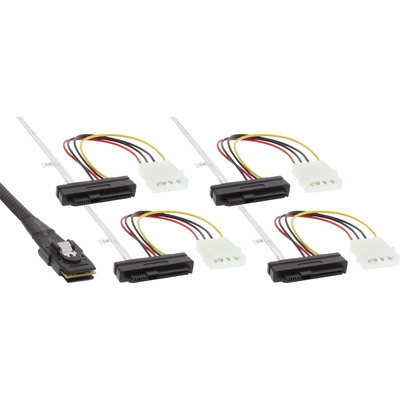InLine® SAS Anschlusskabel, Mini-SAS SFF-8087 an 4x SAS + Strom, 0,75m von InLine®