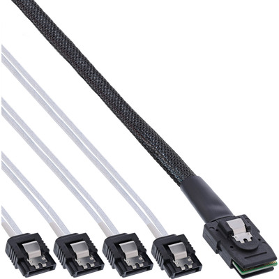 InLine® SAS Anschlusskabel, Mini-SAS SFF-8087 an 4x SATA, 1:1, OCR, 0,75m von InLine®