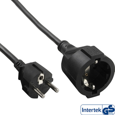 InLine® Schutzkontakt-Verlängerung ST / BU, schwarz,1m von InLine®