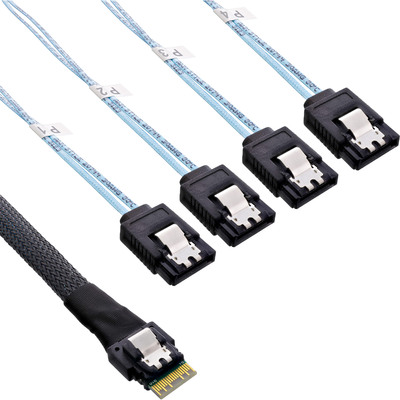 InLine® Slim SAS Kabel, SFF-8654 4i zu 4x SATA 7-pin, 12Gb/s, 1m von InLine®