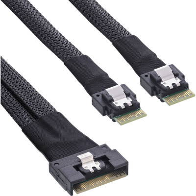 InLine® Slim SAS Kabel, SFF-8654 8i zu 2x SFF-8654 4i, 1m von InLine®