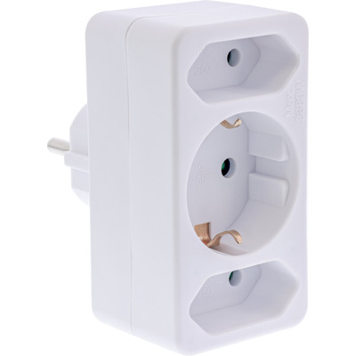 InLine® Steckdosenadapter, Schutzkontakt Stecker an 2x Euro + 1x SK, weiß von InLine®
