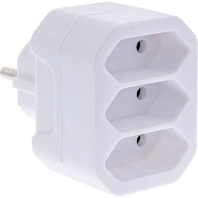 InLine® Steckdosenadapter, Schutzkontakt Stecker an 3x Eurobuchse, weiß von InLine®