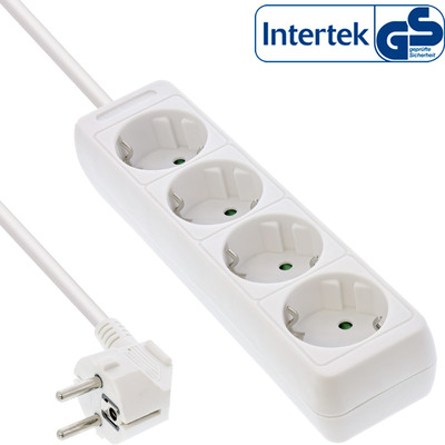 InLine® Steckdosenleiste, 4-fach Schutzkontakt weiß, 3m von InLine®