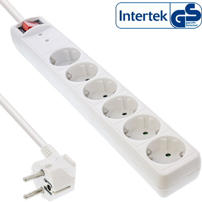 InLine® Steckdosenleiste, 6-fach Schutzkontakt, mit ÜSS, weiß von InLine®
