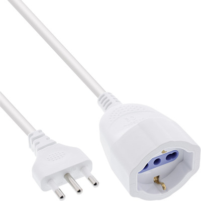 InLine® Strom-Verlängerung Schutzkontakt ITALIEN Stecker L / Buchse F, 3m von InLine®