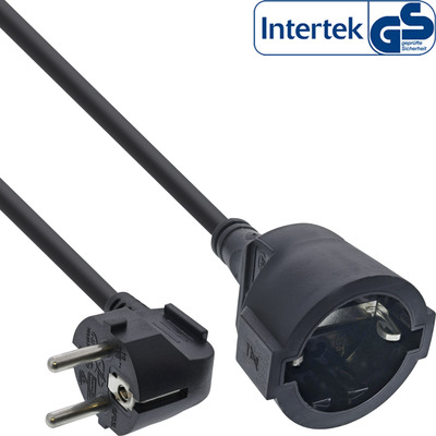 InLine® Strom-Verlängerung Schutzkontakt Stecker gewinkelt/Buchse, schwarz, 20m von InLine®