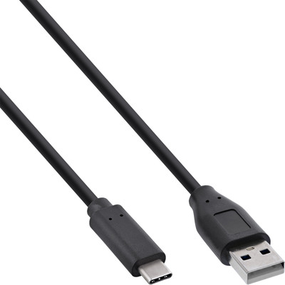 InLine® USB 2.0 Kabel, USB-C Stecker an A Stecker, schwarz, 3m von InLine®