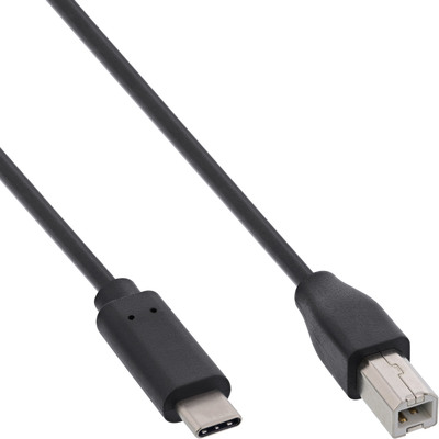 InLine® USB 2.0 Kabel, USB-C Stecker an USB-B Stecker, schwarz, 3m von InLine®
