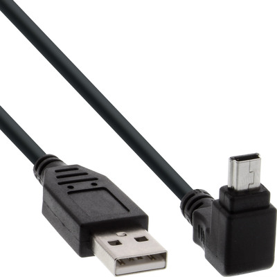 InLine® USB 2.0 Mini-Kabel, ST A/Mini-B ST (5pol) oben abgew. 90°, schwarz, 3m von InLine®