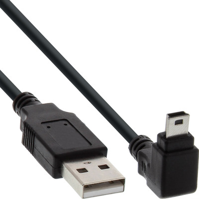 InLine® USB 2.0 Mini-Kabel, ST A/Mini-B ST 5pol, unten abgew. 90°, schwarz, 2m von InLine®