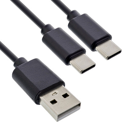 InLine® USB 2in1 Y-Ladekabel, 1x USB-A Stecker an 2x USB-C Stecker, 2m von InLine®