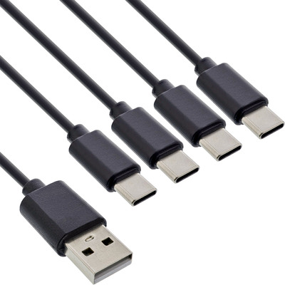 InLine® USB 4in1 Y-Ladekabel, 1x USB-A Stecker an 4x USB-C Stecker, 2m von InLine®