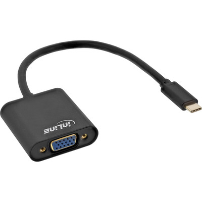 InLine® USB Display Konverter, USB-C Stecker zu VGA Buchse, schwarz von InLine®