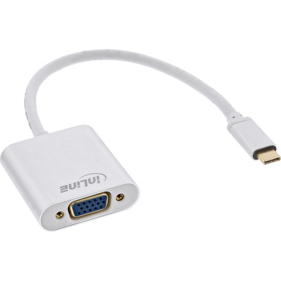 InLine® USB Display Konverter, USB-C Stecker zu VGA Buchse, silber von InLine®