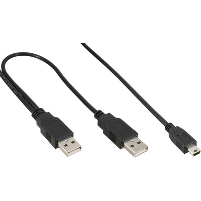 InLine® USB Mini-Y-Kabel, 2x Stecker A an Mini-B Stecker (5pol.), 1,0m von InLine®